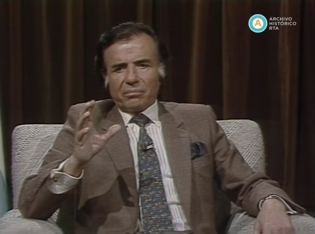 [El presidente Menem entrevistado vía satélite para México]